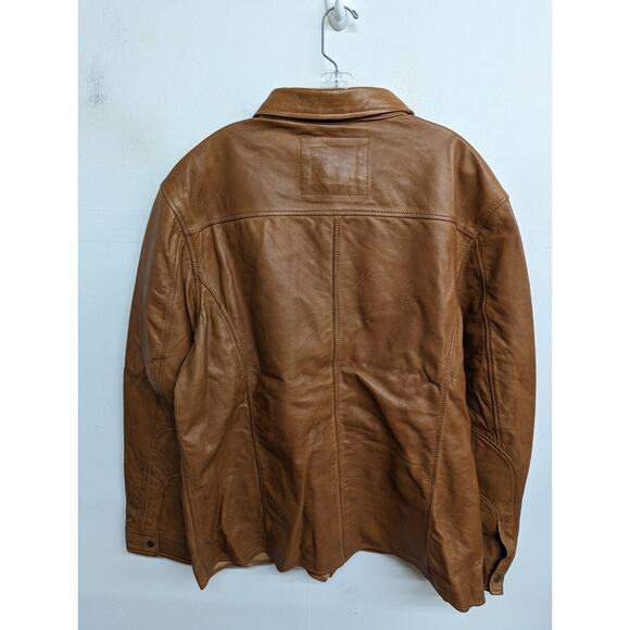 Gilded Age Mens Leather Jacket Amber Brown Size 100% Sheep Hide Size 3XL - Picture 7 of 9